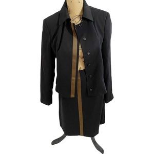 Harve Benard Black With Brown Stripe Skirt Suit, Size Large/12* (See below)